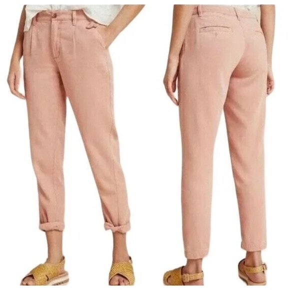 Anthropologie Pants - Anthropologie Women's Scout Slim Pleated Pants Ankle Sz 26” Pink Cotton Lyocell